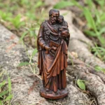 St. Joseph with Child Wood Statue, Artisan Carved Catholic Figure for Devotional Display & Collectors - Image 3