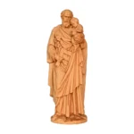 St. Joseph with Child Wood Statue, Artisan Carved Catholic Figure for Devotional Display & Collectors