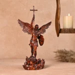 St. Michael Archangel Wooden Statue, Hand-Carved Guardian Angel Sculpture, Religious Wood Art Figurine for Home or Church Decor - Image 2