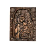 Our Lady of Perpetual Help Wooden Icon, Hand-Carved Orthodox Virgin Mary Wall Art, Religious Wood Relief Panel Decor