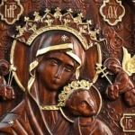Our Lady of Perpetual Help Wooden Icon, Hand-Carved Orthodox Virgin Mary Wall Art, Religious Wood Relief Panel Decor - Image 6