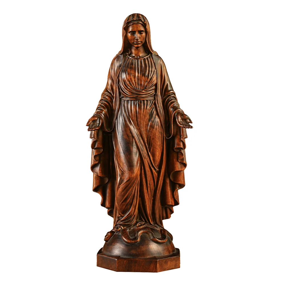 A66435dc24af04d3a88fbc79465a1266cl.webp Virgin Mary Wood Statue, Graceful Carved Holy Figure for Chapel Decor,Blessed Sacred Art Collections - Image 1