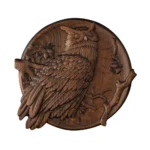 Handcrafted Wooden Owl Wall Plaque, 3D Relief Nature Decor, Rustic Round Wood Carving Art
