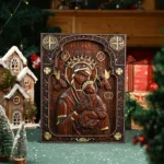 Our Lady of Perpetual Help Wooden Icon, Hand-Carved Orthodox Virgin Mary Wall Art, Religious Wood Relief Panel Decor - Image 2