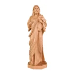 Sacred Heart Jesus Carved Wood Figure, Traditional Style Religious Icon for Home & Chapel Display