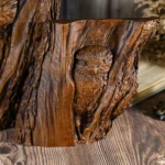Hand-Carved Owl in Tree Trunk Wall Art, Rustic Nature-Inspired Wooden Animal Carving Decor - Image 4