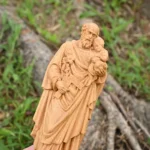 St. Joseph with Child Wood Statue, Artisan Carved Catholic Figure for Devotional Display & Collectors - Image 5