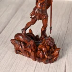 St. Michael Archangel Wooden Statue, Hand-Carved Guardian Angel Sculpture, Religious Wood Art Figurine for Home or Church Decor - Image 6