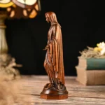 Virgin Mary Wood Statue, Graceful Carved Holy Figure for Chapel Decor,Blessed Sacred Art Collections - Image 2