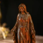 Virgin Mary Wood Statue, Graceful Carved Holy Figure for Chapel Decor,Blessed Sacred Art Collections - Image 4