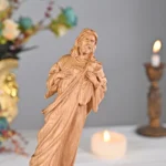 Sacred Heart Jesus Carved Wood Figure, Traditional Style Religious Icon for Home & Chapel Display - Image 6