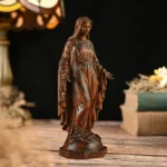 Virgin Mary Wood Statue, Graceful Carved Holy Figure for Chapel Decor,Blessed Sacred Art Collections - Image 5