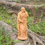 St. Joseph with Child Wood Statue, Artisan Carved Catholic Figure for Devotional Display & Collectors - Image 2