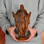 Vintage Wood Carving Heart of Jesus Hand Carved Tabletop Ornament Our Lord Jesus Sacred Heart - Image 5