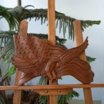 American Flag with Bald Eagle Wood Wall Art, Patriotic 3D Carved Wooden Decor for Home & Office, Tabletop Arrangement - Image 3