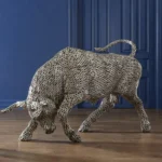 Hot Selling Large Outdoor Sculpture Metal Crafts Stainless Steel Hollow Bull Statue
