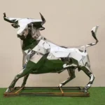 Hot Selling Large Outdoor Sculpture Metal Crafts Stainless Steel Hollow Bull Statue - Image 2
