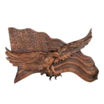 American Flag with Bald Eagle Wood Wall Art, Patriotic 3D Carved Wooden Decor for Home & Office, Tabletop Arrangement