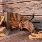 American Flag with Bald Eagle Wood Wall Art, Patriotic 3D Carved Wooden Decor for Home & Office, Tabletop Arrangement - Image 2
