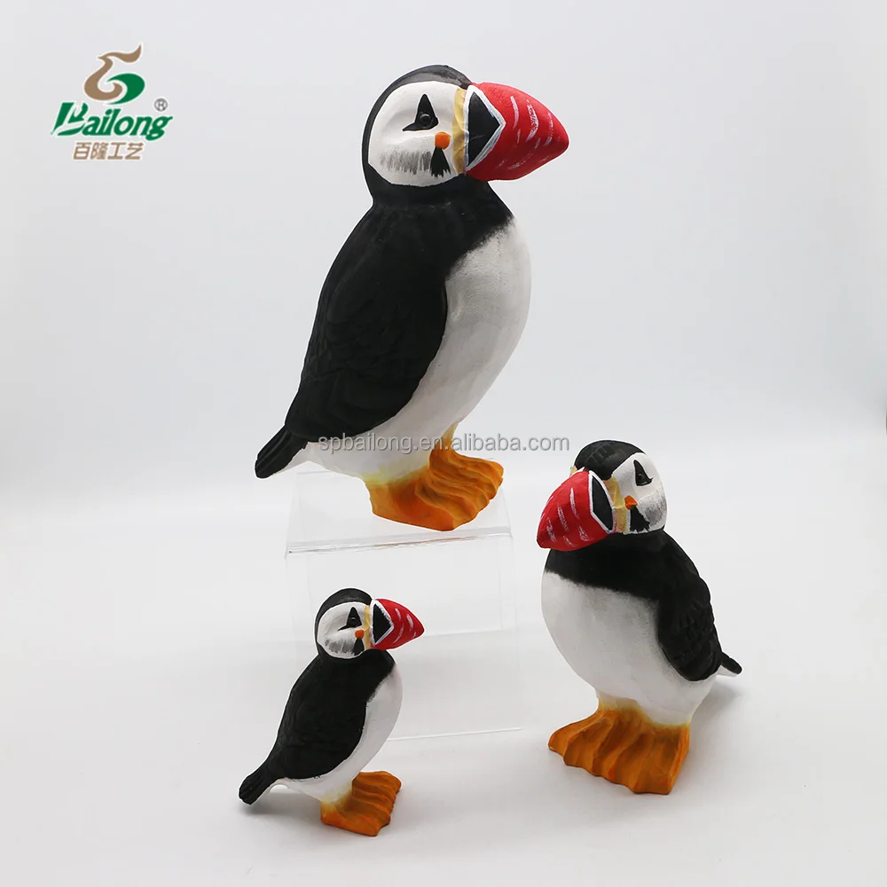 Hc8505728159e4c3ebd1a5c2ed2006199p.webp Custom Eco-Friendly Hand Carved Puffin Bird Wooden Craft Tabletop Decor Painted Technique - Image 1