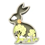 Eco-Friendly Folk Art Wood Craft Ornaments Bunny  Flower  Home Decorations  on Plywood