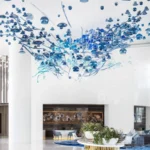 ANNO High End Modern Decorative Blue Glass Art Chandelier Custom Pendant for Hotel Room - Image 6